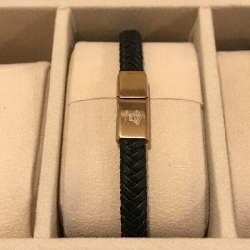 EMPORIO ARMANI BLACK LEATHER BRACELETE - Image 2