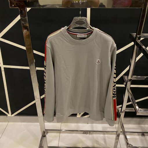 MONCLER GRAY SWEATSHIRT REND AND SKIN STRIP