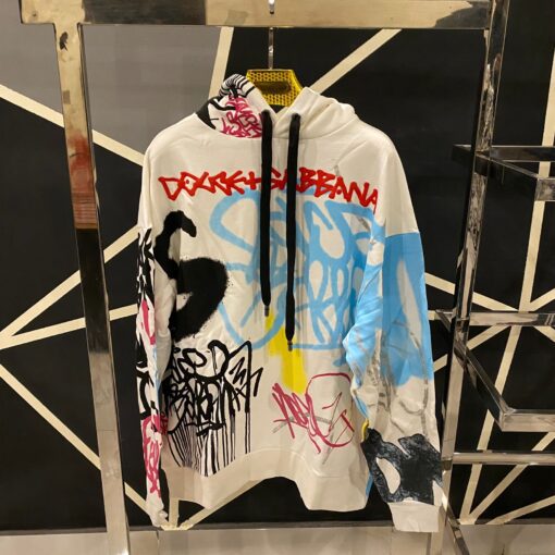 DOLCE & GABBANA hoodie spray-paint graffiti print