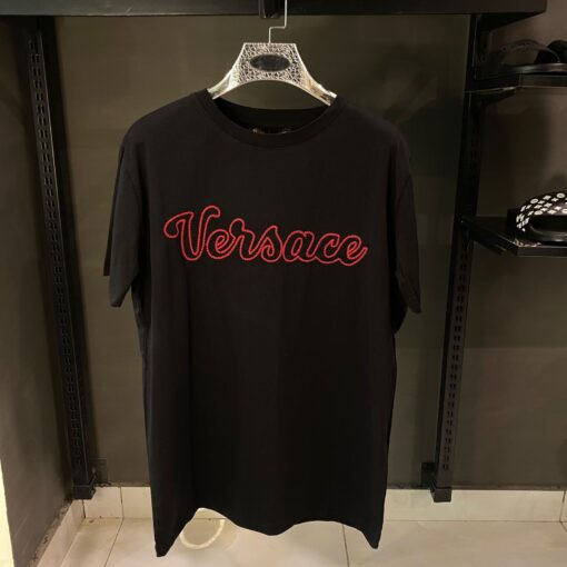 VERSACE EMBROIDERED VARSITY LOGO OVER SIZED T-SHIRT