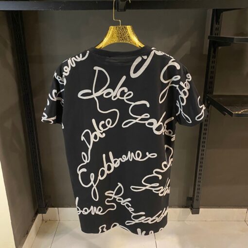 D&G BLACK T-SHIRT ALL OVER GRAY PRINT - Image 2