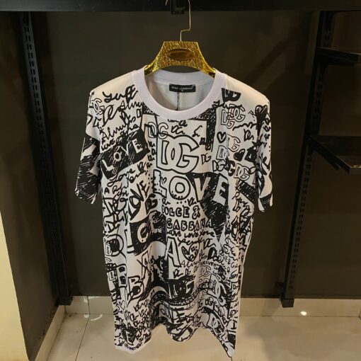 DOLCE & GABBANA WHITE T-SHIRT WHITE ALL OVER PRINT