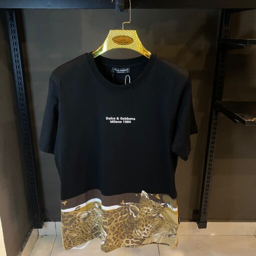 D&G leopard-hem logo T-shirt