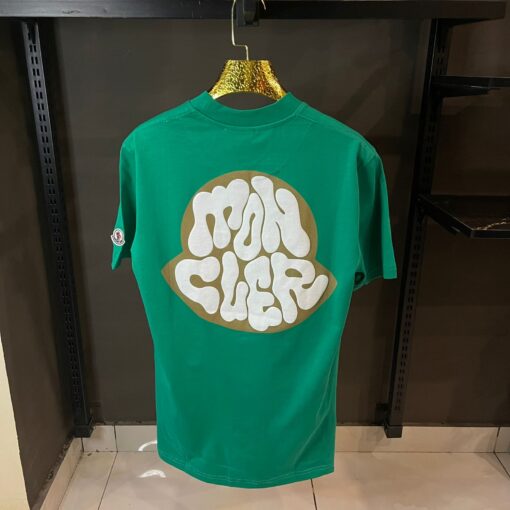 MONCLER GREEN TSHIRT WHITE PRINT - Image 2