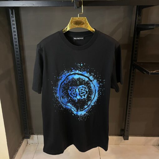 BALENCIAGA BLACK TSHIRT BLUE PRINT