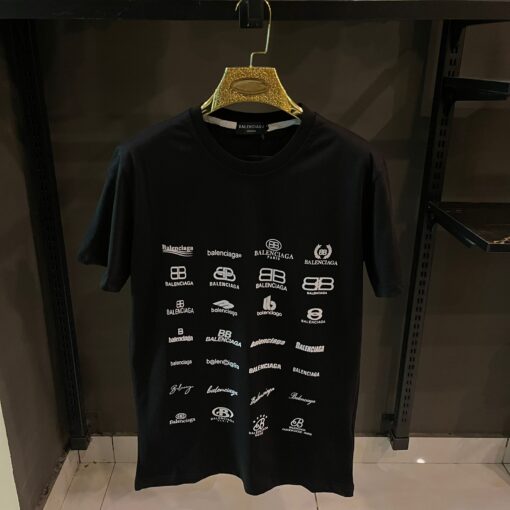 BALENCIAGA BLACK TSHIRT LOGOS PRINT