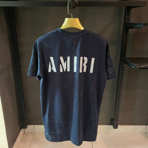 AMIRI BLUE TSHIRT WHITE PRINT FRONT & BACK - Image 2