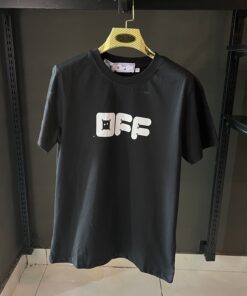 OFFWHITE Black T-Shirt with White Print on the Front and Back