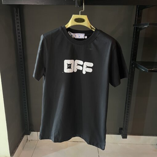 OFFWHITE Black T-Shirt with White Print on the Front and Back