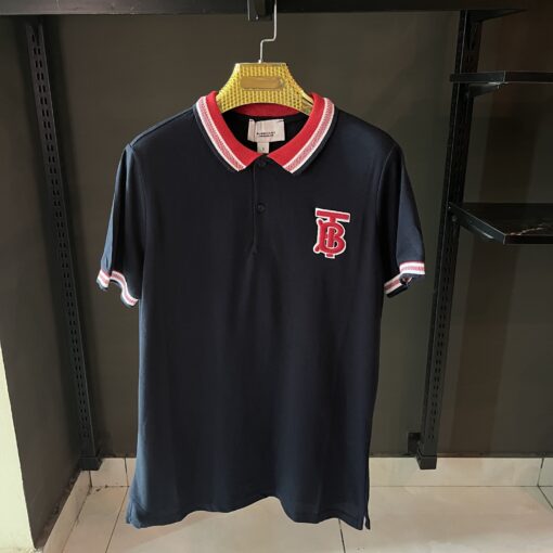 BURBERRY BLUE POLO RED EMBROIDERED