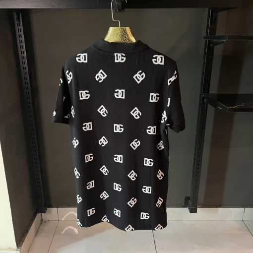 D&G BLACK POLO ALL OVER WHITE DG PRINT - Image 2