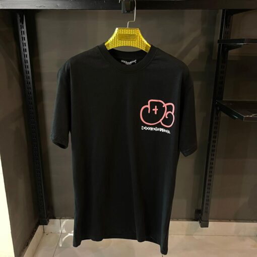 D&G BLACK T-SHIRT PINK PRINT