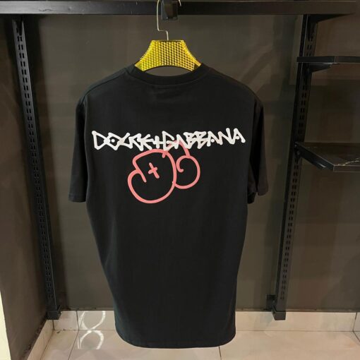 D&G BLACK T-SHIRT PINK PRINT - Image 2