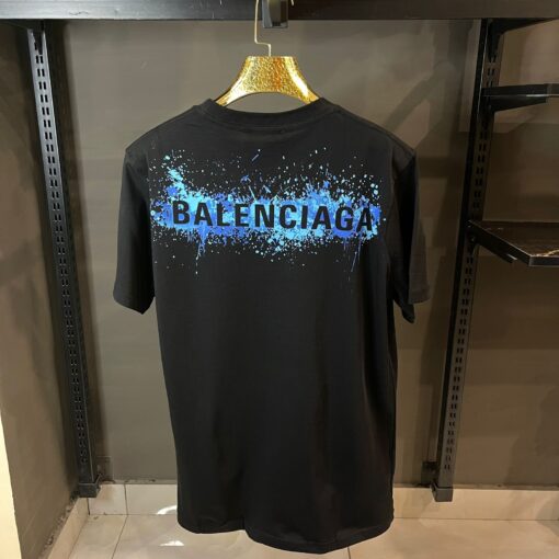 BALENCIAGA BLACK TSHIRT BLUE PRINT - Image 2