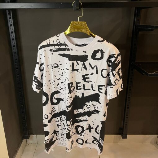 D&G WHITE BLACK PRINT TSHIRT