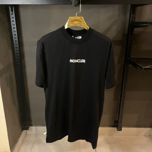 MONCLER BLACK TSHIRT WHITE PRINT