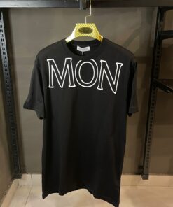 MONCLER BLACK TSHIRT WHITE PRINT