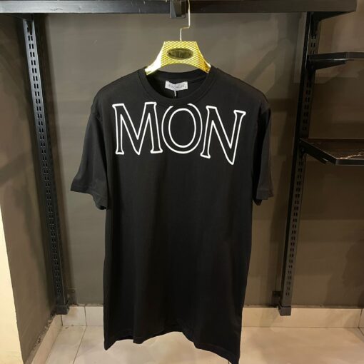 MONCLER BLACK TSHIRT WHITE PRINT