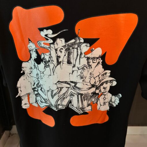 Offwhite Black tshirt with Orange Letters - Image 3