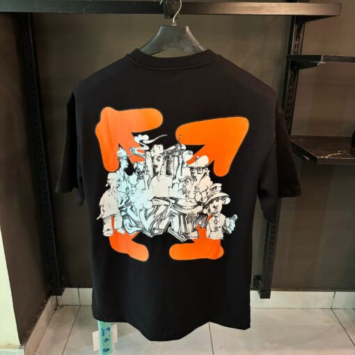 Offwhite Black tshirt with Orange Letters - Image 4