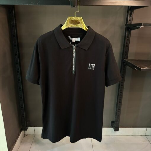 GIVENCHY BLACK ZIPPER POLO