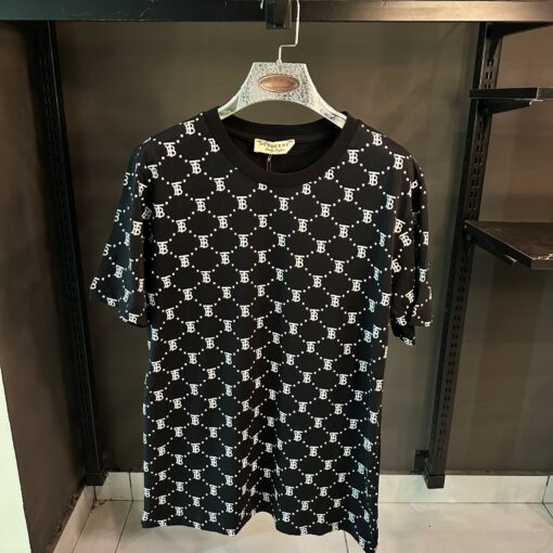 BURBERRY BLACK TSHIRT ALL OVER WHITE PRINT