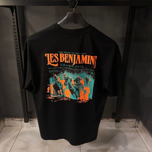 LES BENJAMINS BLACK TSHIRT ORANGE PRINT OVER SIZED - Image 2