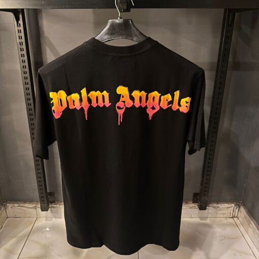 PALM ANGELS BLACK TSHIRT MULTI PALM PRINT - Image 3