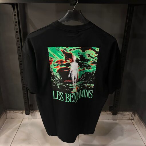 LES BENJAMINS BLACK TSHIRT GREEN PRINT - Image 2