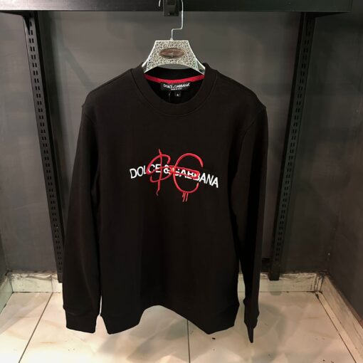 D&G BLACK SWEATSHIRT RED WHITE EMBROIDERD