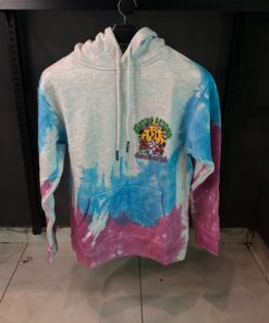 Gray Hoodie Blue Pink Print