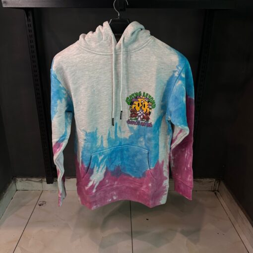 Gray Hoodie Blue Pink Print