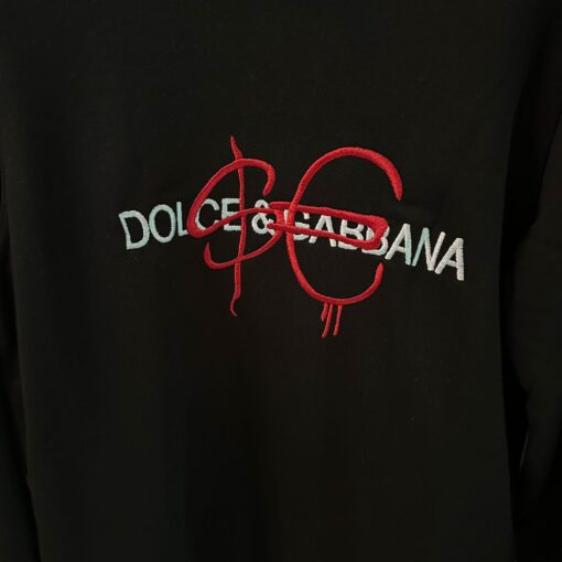 D&G BLACK SWEATSHIRT RED WHITE EMBROIDERD - Image 2