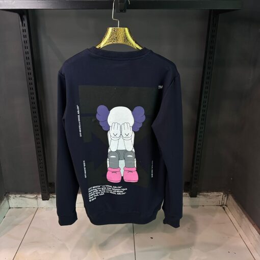 OFFWHITE BLUE SWEAT SHIRT PURPLE KAWS PRINT - Image 2