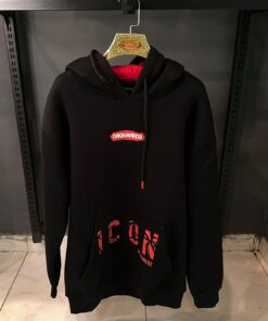 Black Hoodie Red Icon Print