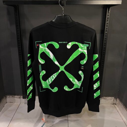 Off White Black Sweatshirt Green Print - Men's - Image 2