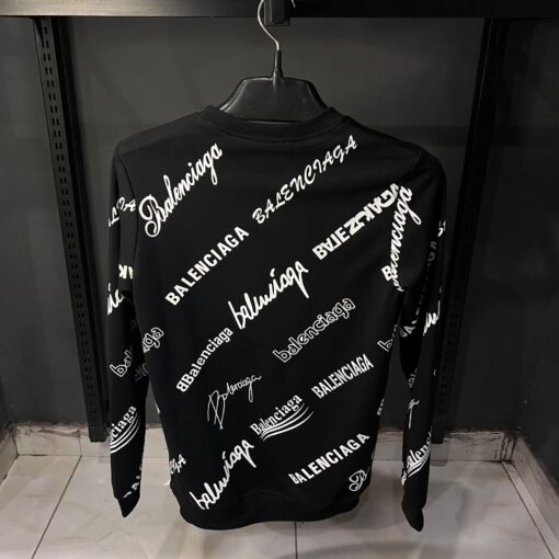 Balenciaga Black Sweatshirt White Logos Print Men's - Image 2