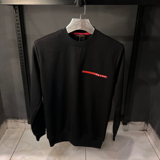 Prada Black Sweatshirt Red Patch Men's