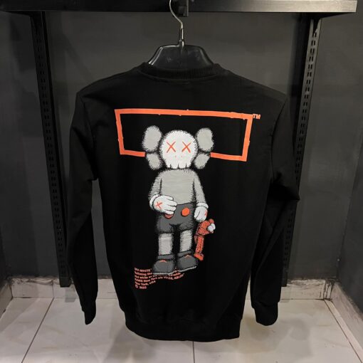 OFF WHITE BLACK SWEATSHIRT ORANGE KAWS PRINT - Image 2