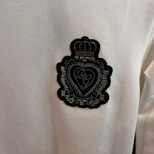 D&G White Sweatshirt | Multi Patch on back with Stones - Image 3