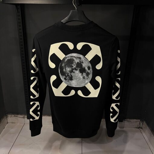 Off White Black Sweatshirt Moon Print on Back - Image 2