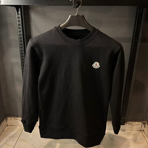 MONCLER BLACK SWEATSHIRT WHITE BADGE