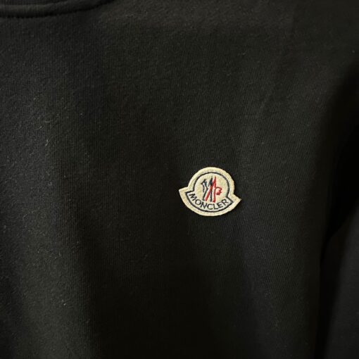 MONCLER BLACK SWEATSHIRT WHITE BADGE - Image 3