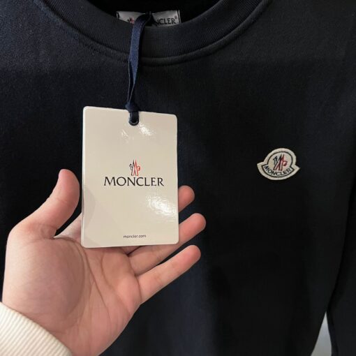 MONCLER BLACK SWEATSHIRT WHITE BADGE - Image 2