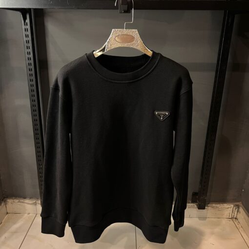 PRADA BLACK SWEATSHIRT WITH BADGE