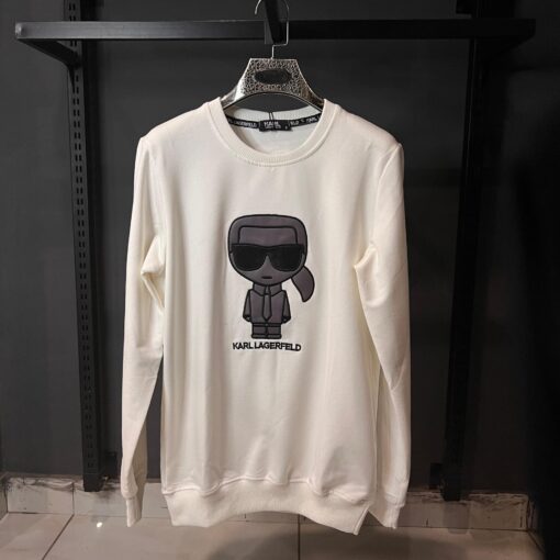 KARL WHITE SWEATSHIRT BLACK PATCHE