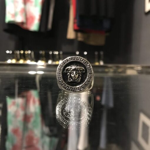 VERSACE SILVER BLACK RING