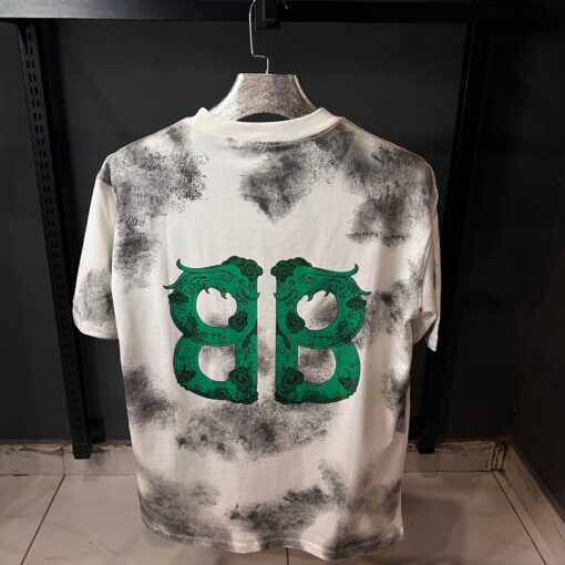 BALENCIAGA WHITE TSHIRT GREEN PRINT - Image 3