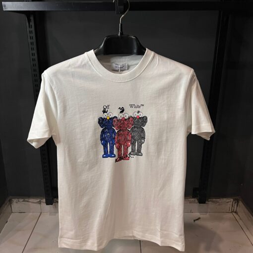 OFFWHITE TSHIRT WHITE MULTI KAWS PRINT