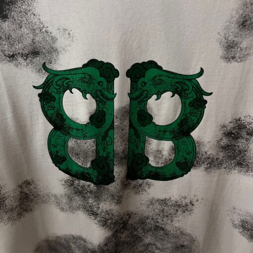 BALENCIAGA WHITE TSHIRT GREEN PRINT - Image 2